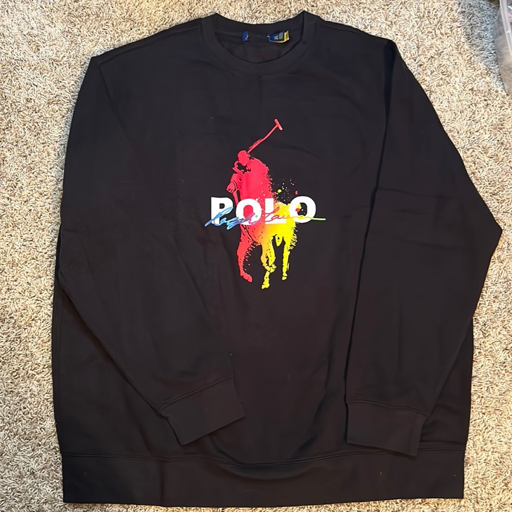 Polo by Ralph Lauren Black Sweatshirt with Multicolor Polo Logo